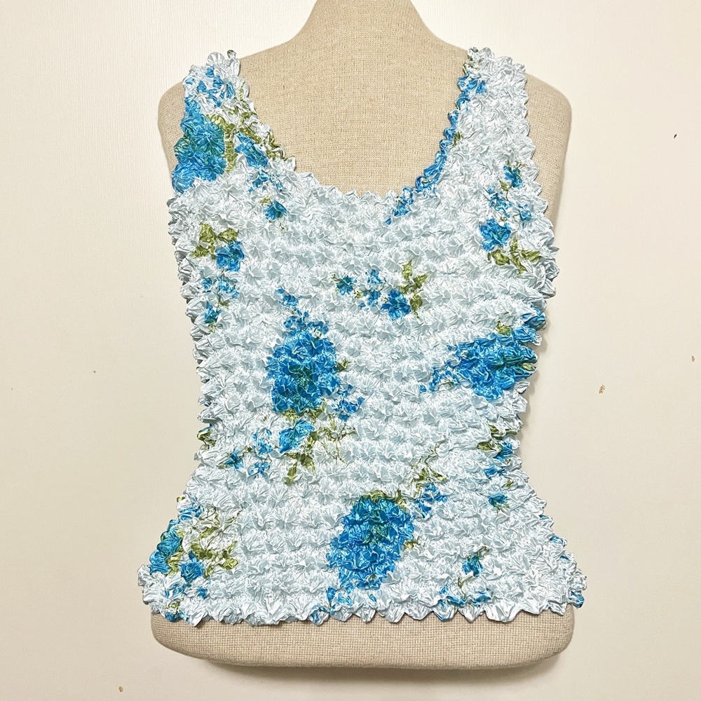 Vintage Floral Popcorn Tank Top OSFM - Picture 3 of 4